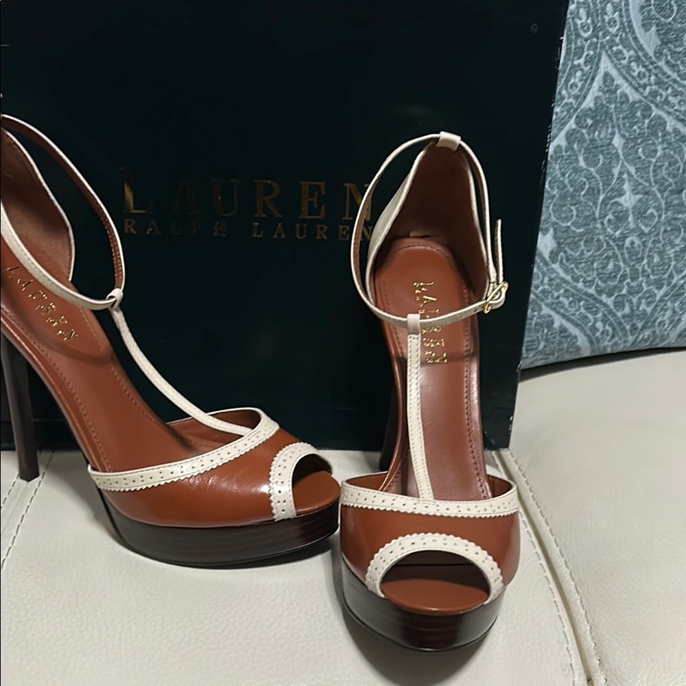 Lauren Ralph Lauren Women's Brown and Cream Heels